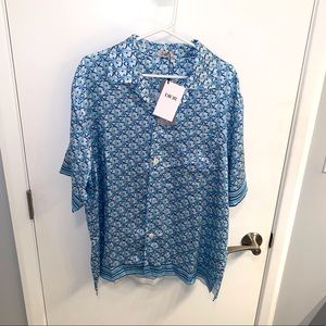 Christian Dior blue button up shirt size Large